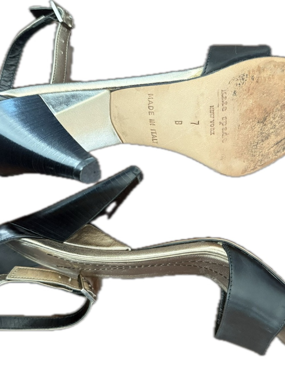 kate spade Black and Silver Ankle-Strap Open-Toe Heels - Picture 7 of 7